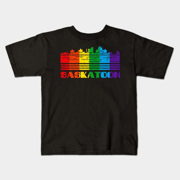 Saskatoon Pride Shirt Saskatoon LGBT Gift LGBTQ Supporter Tee Pride Month Rainbow Pride Parade Kids T-Shirt by NickDezArts